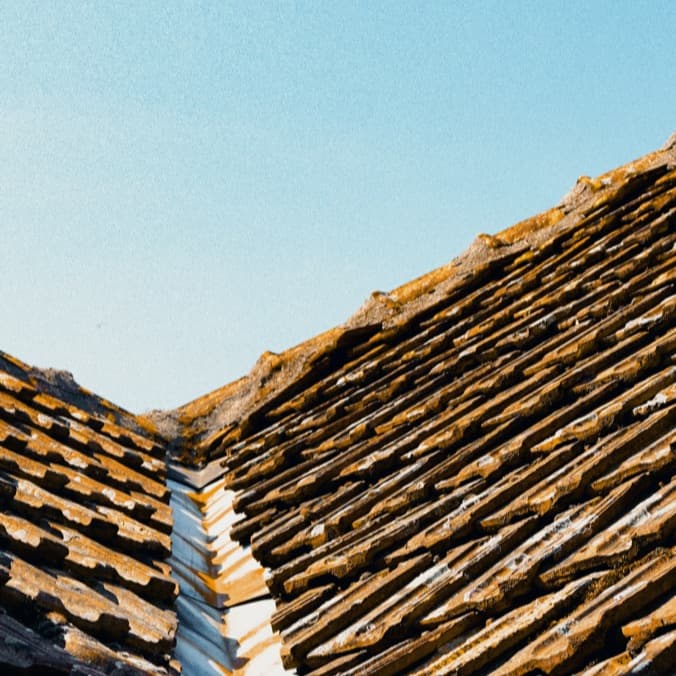 Rows of roof shingles