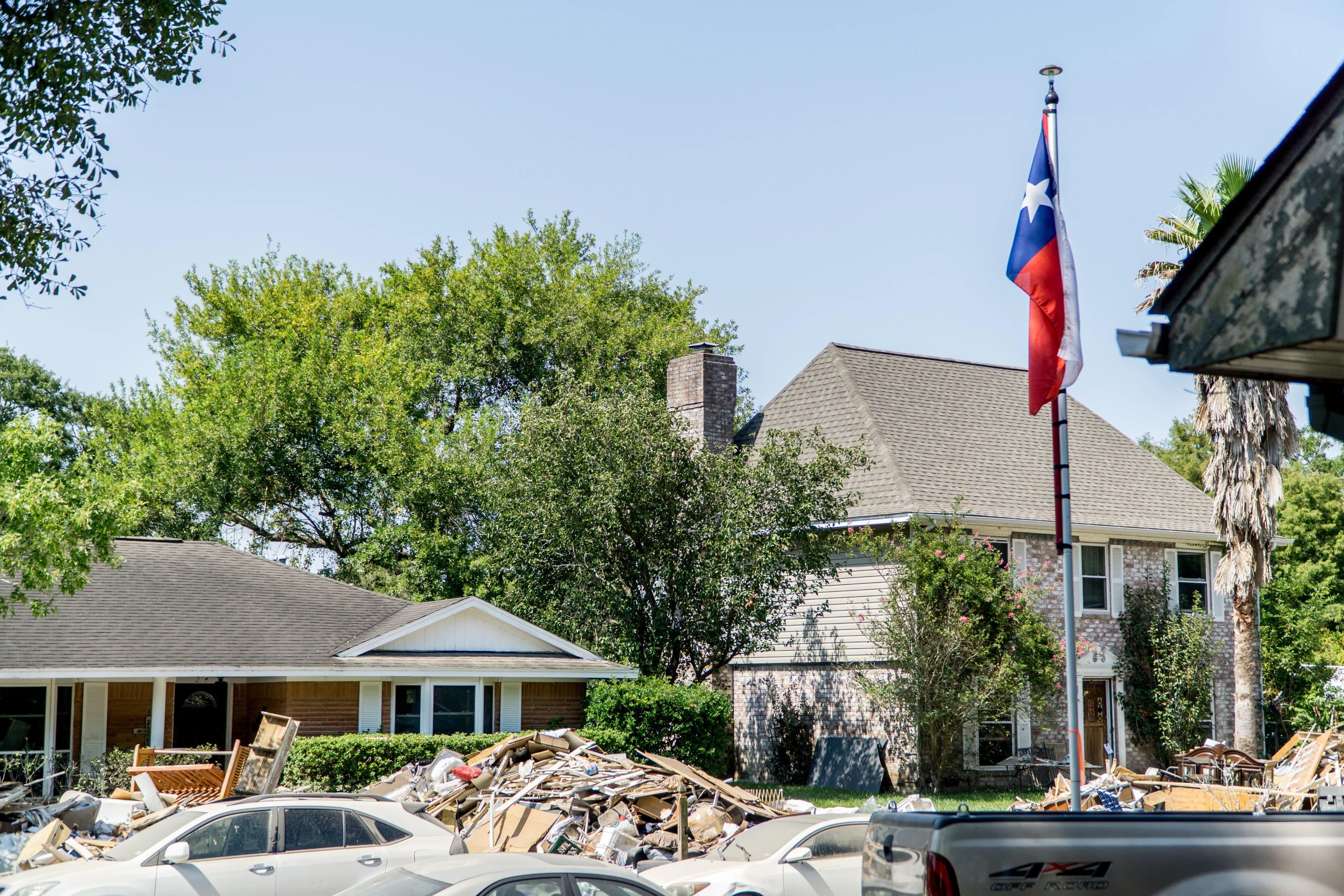 A windstorm damaged home in Texas